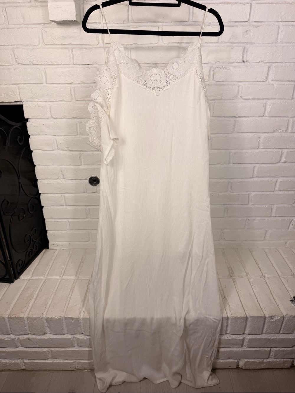 RAGA White‎ Lace Maxi Dress Medium Boho Cold Shoulder Crochet Festival NWT